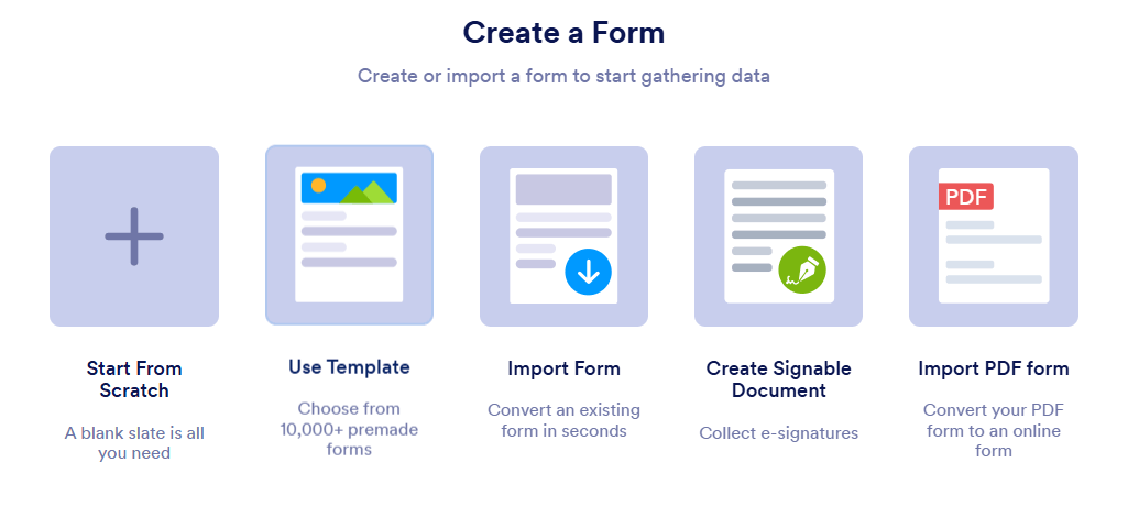 Start a new form page
