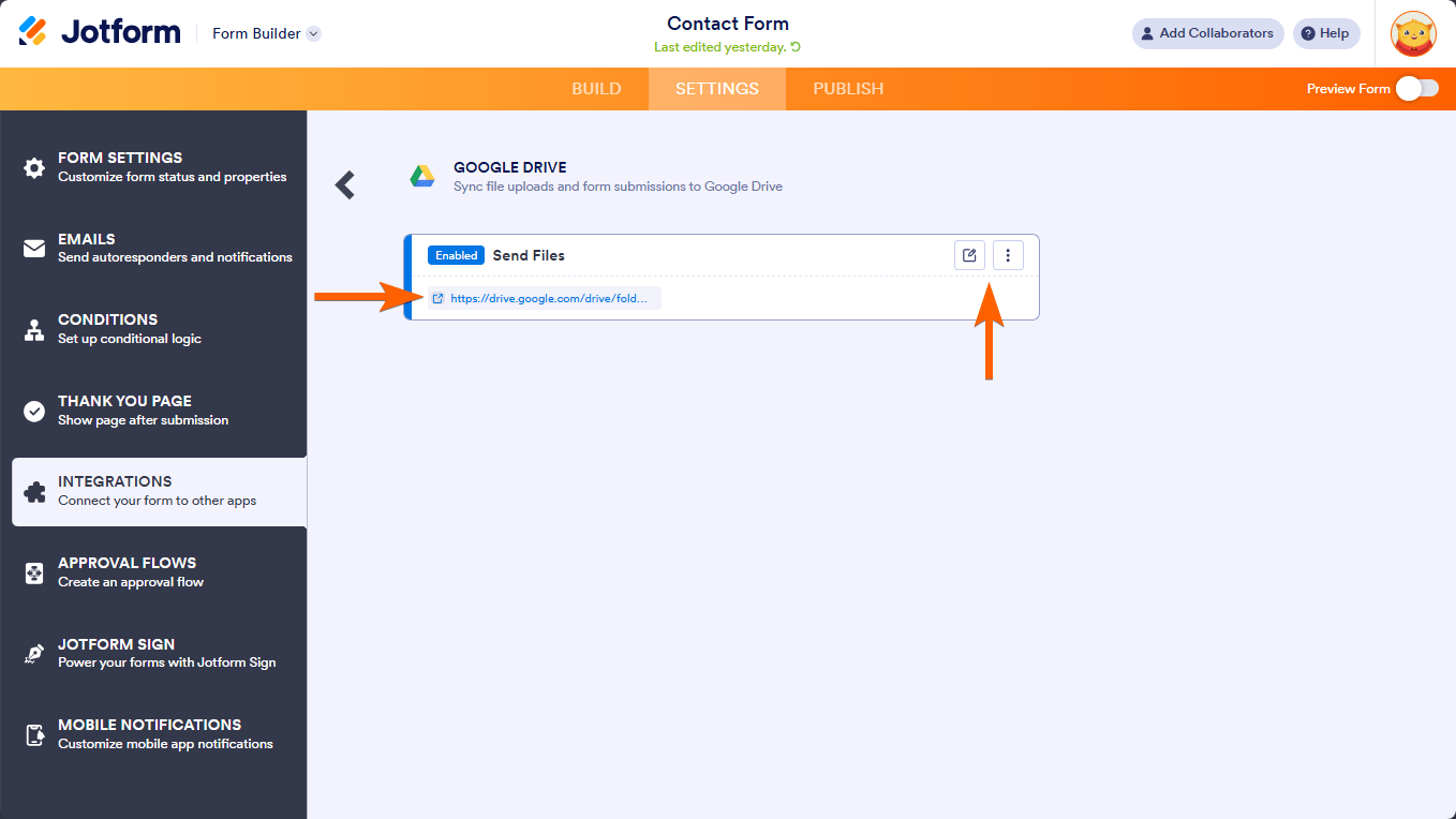 Form is now connected to Google Drive
