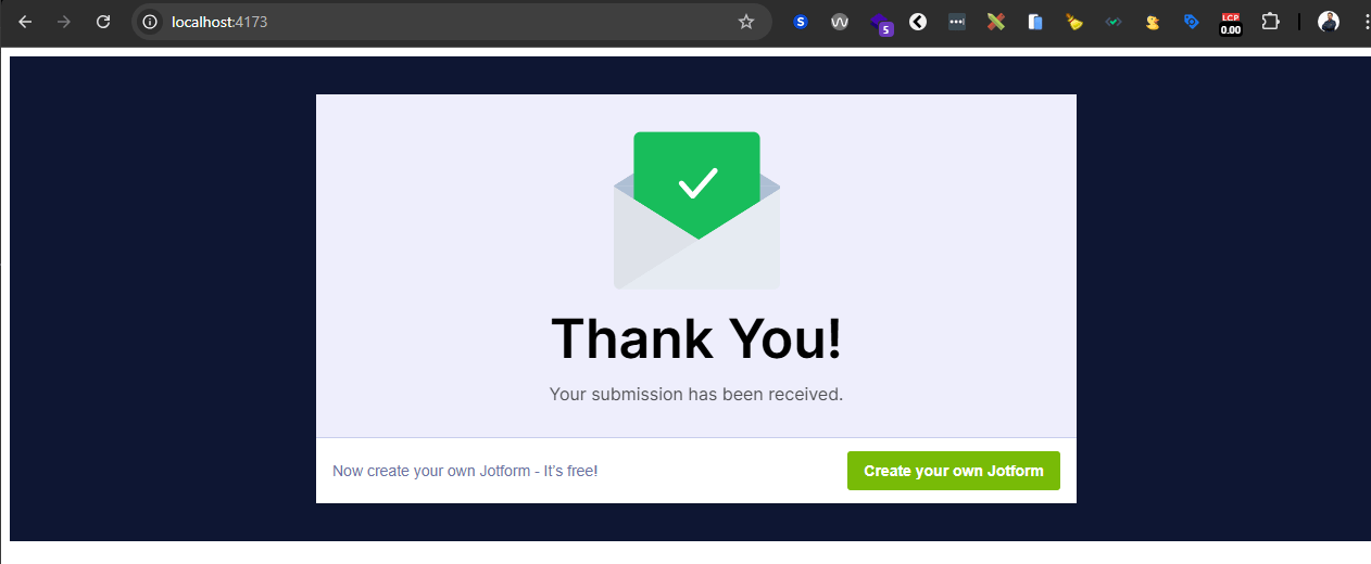“Thank you“ message