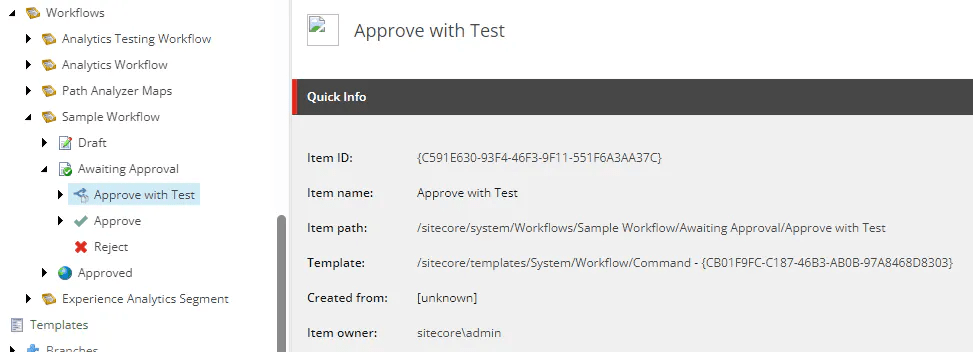 Approve with Test Command in the Sample Workflow