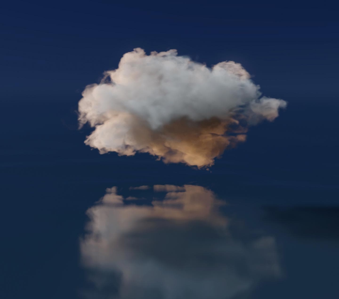 Fluffy cloud over water