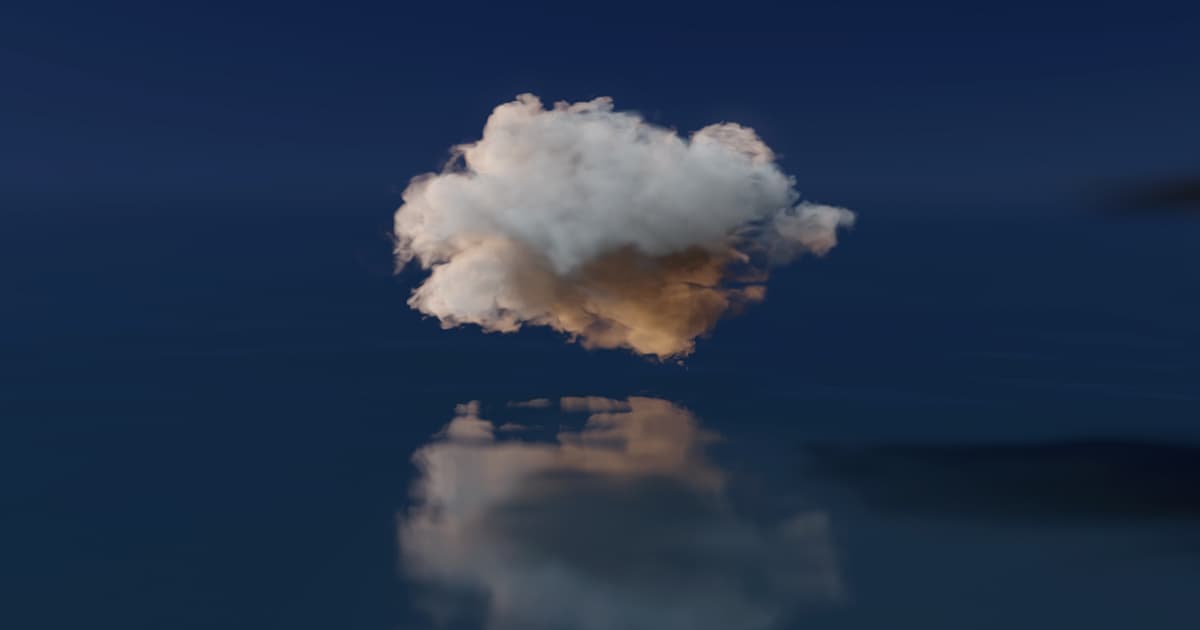 Fluffy cloud over water