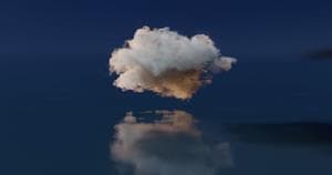 Fluffy cloud over water