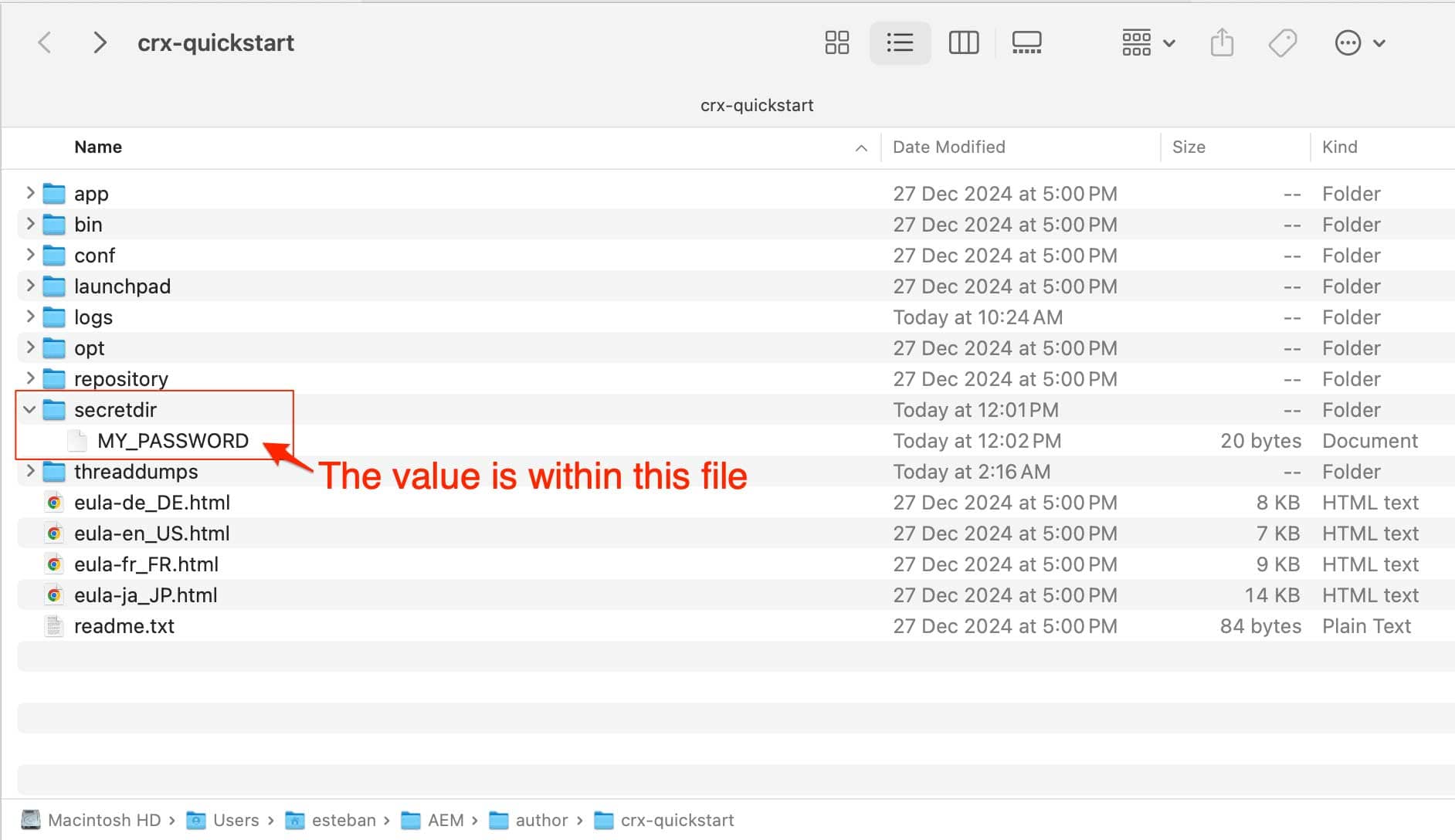 Secret Variables Folder Location Example