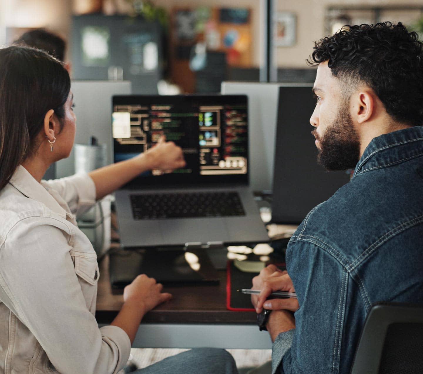 Developers testing and discussing