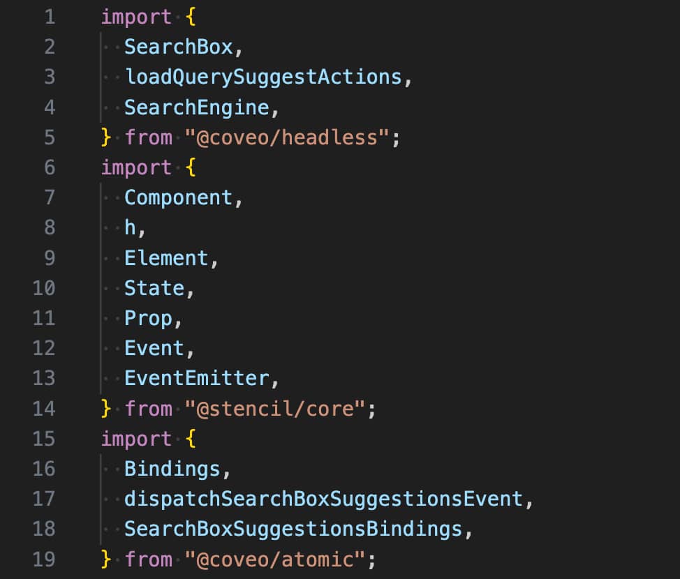 Sample of the libraries available for Coveo headless
