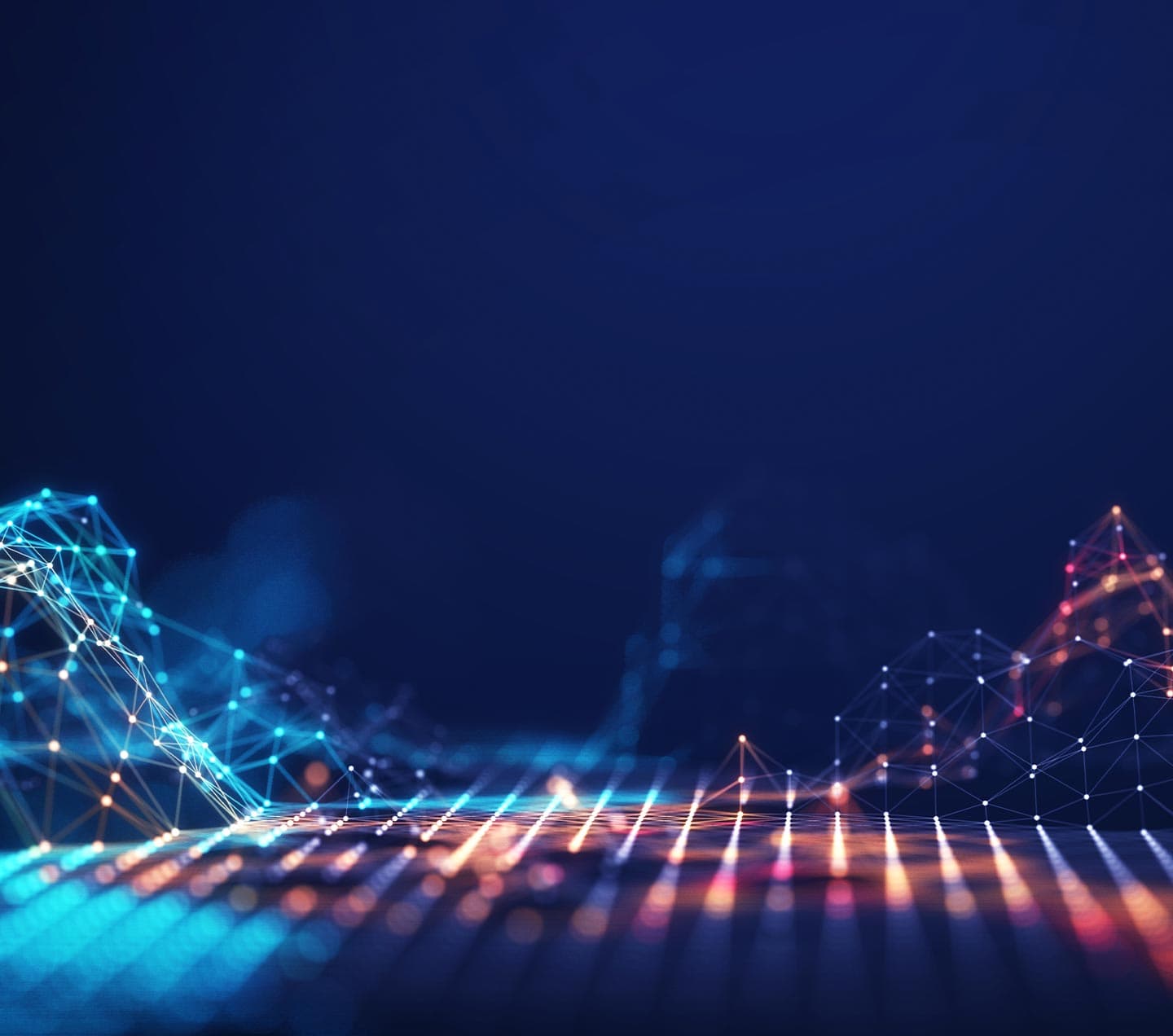 Concept of AI technology: abstract connected dots and lines.