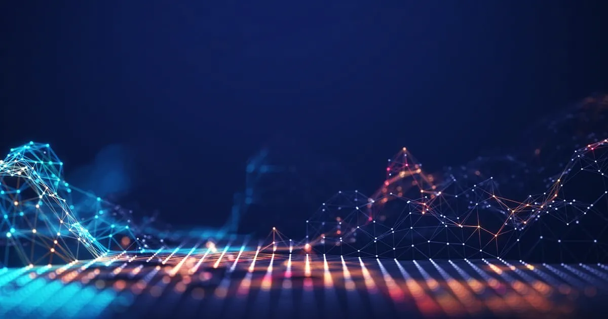 Concept of AI technology: abstract connected dots and lines.