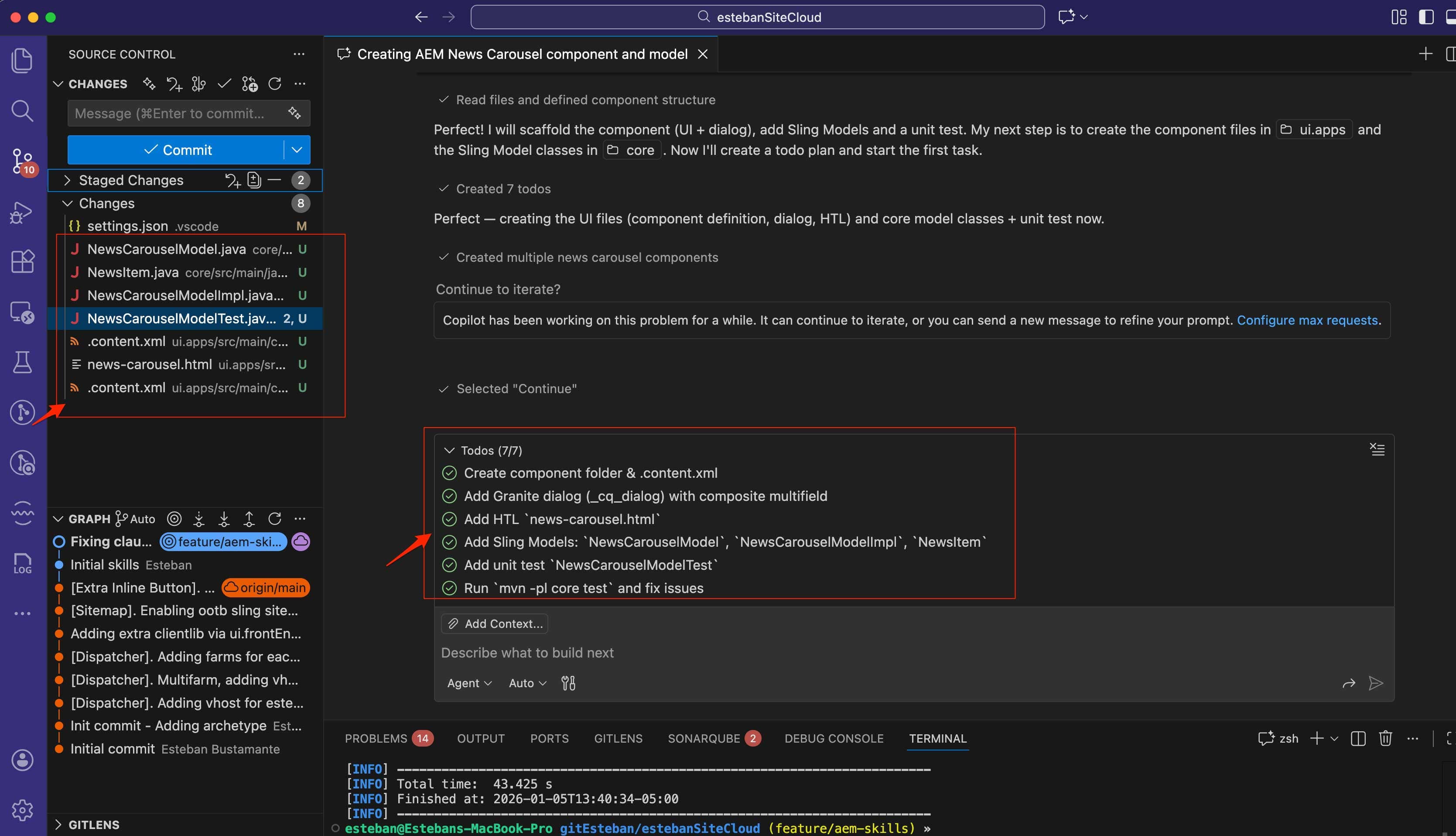 AEM component structure produced by custom AI Skills