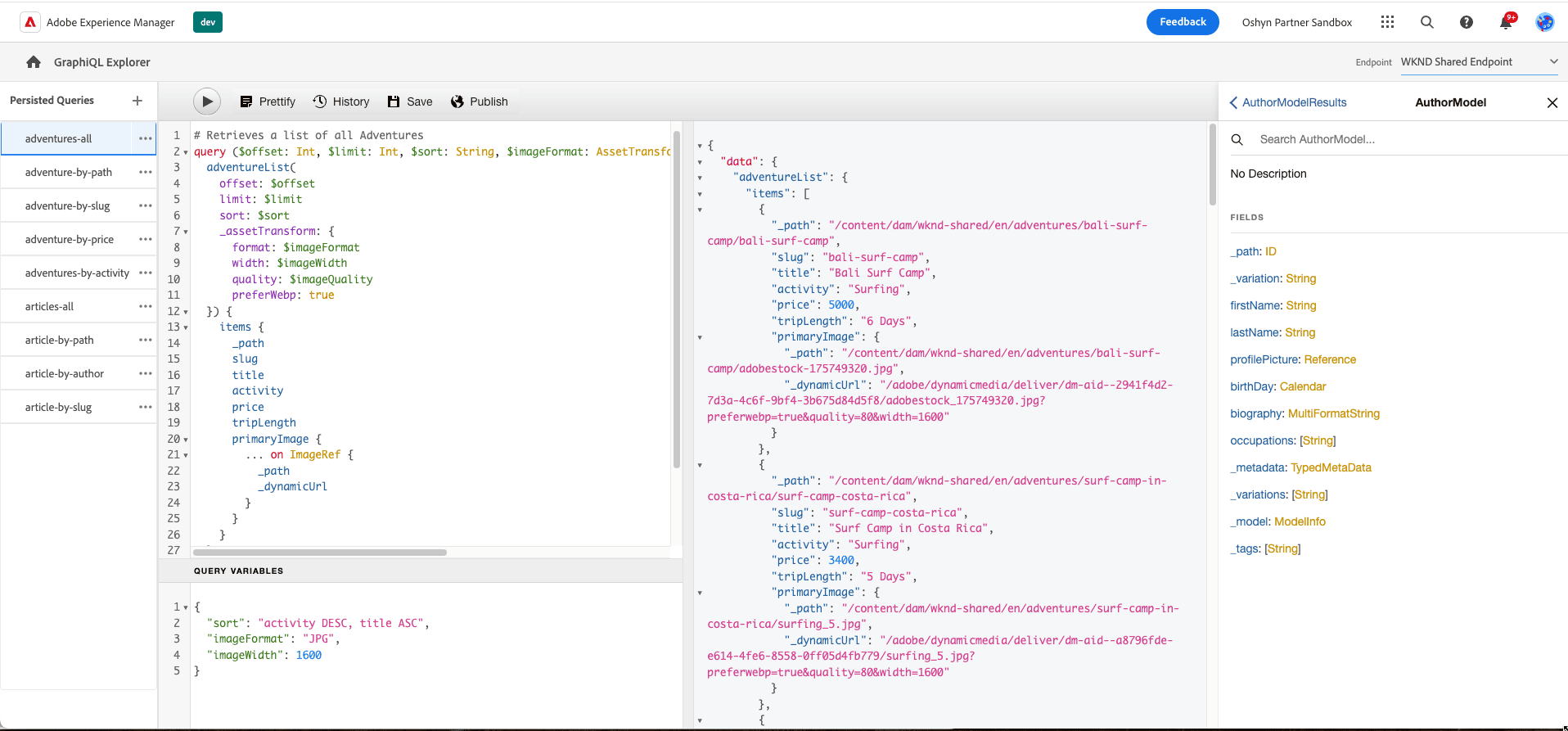 GraphiQL IDE in AEMaaCS