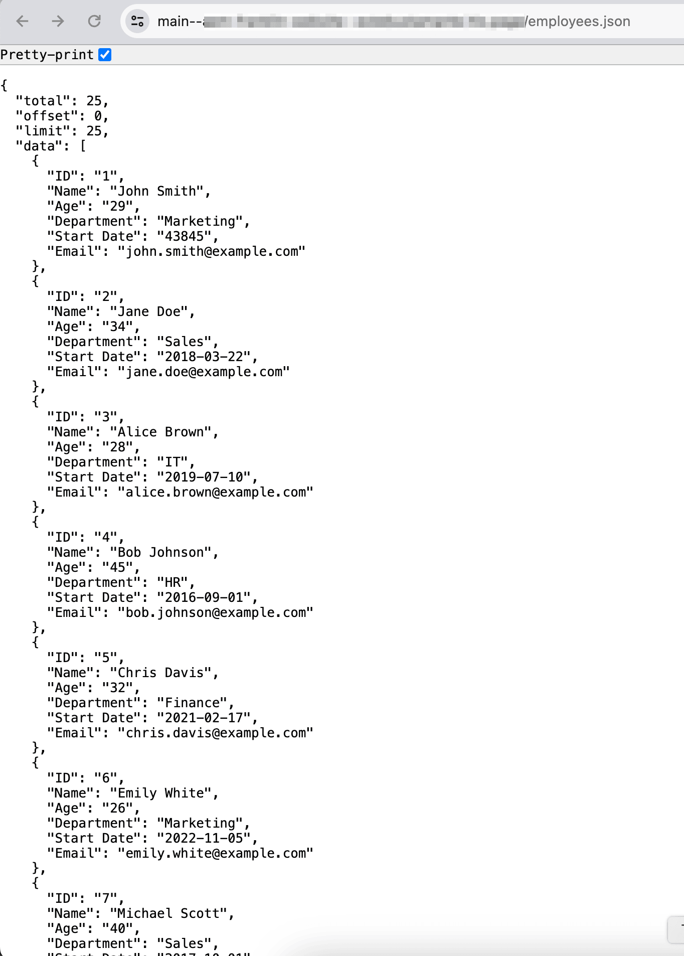 Data exposed as JSON from the Spreadsheet