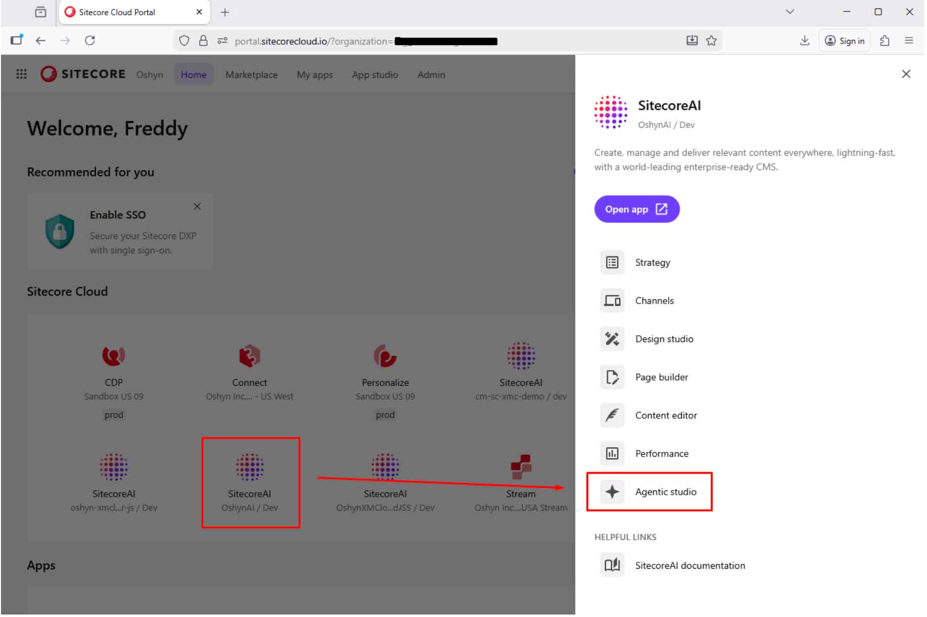 SitecoreAI dashboard