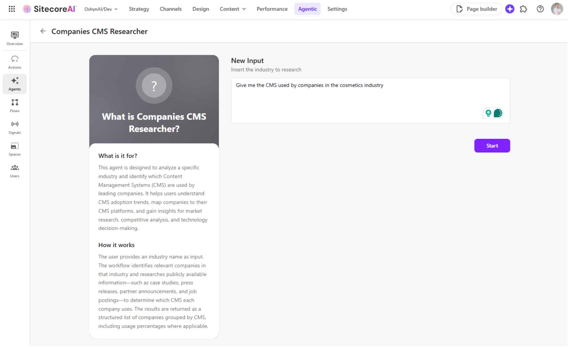 Companies CMS Searcher screen