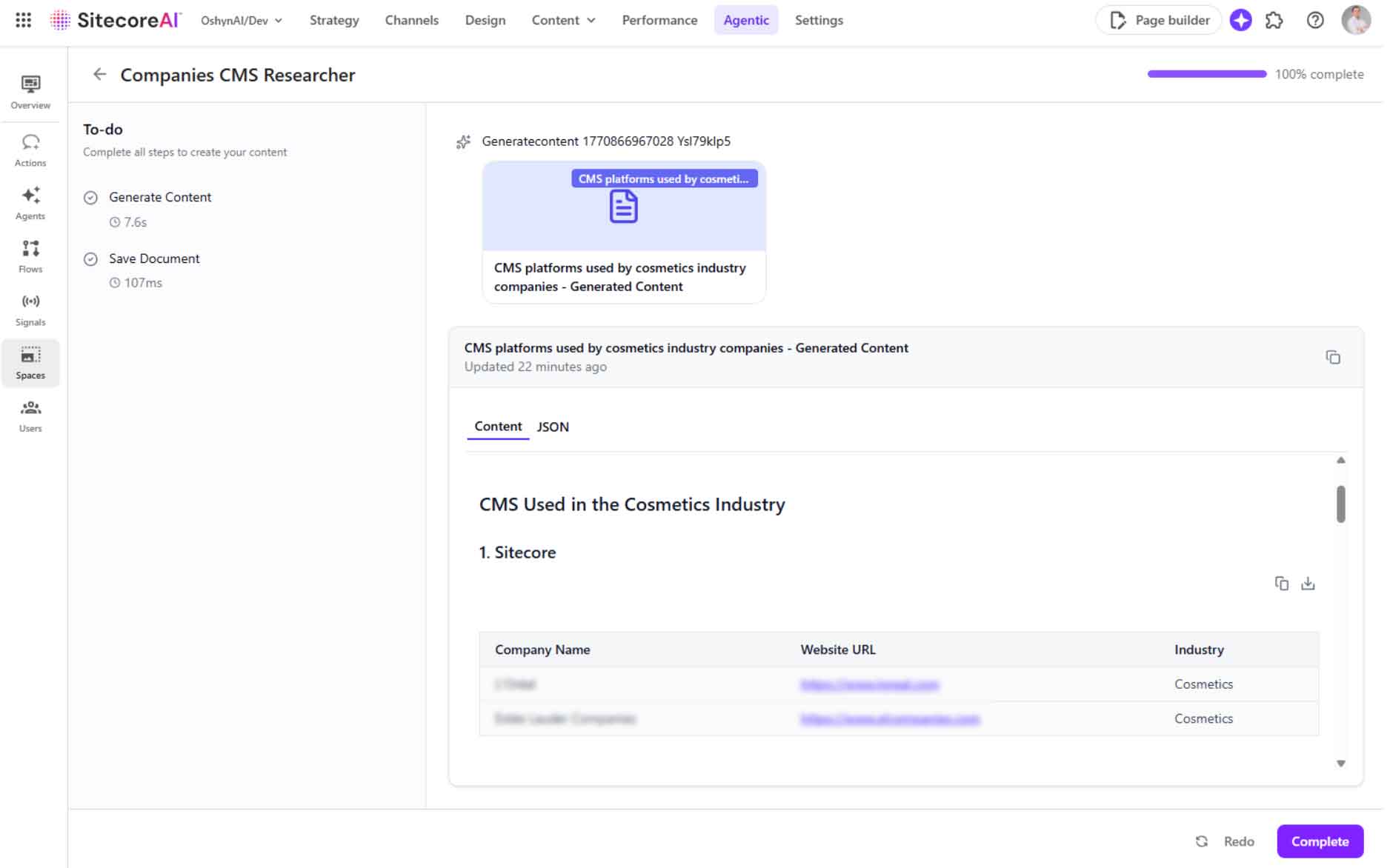 Prompt to give me the CMS used by companies in the cosmetics industry