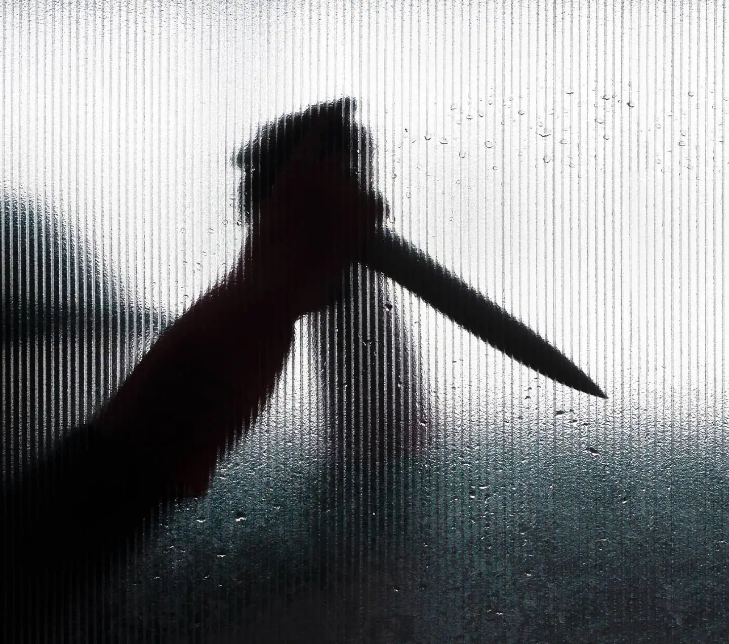 Shadow of hand holding big sharp knife