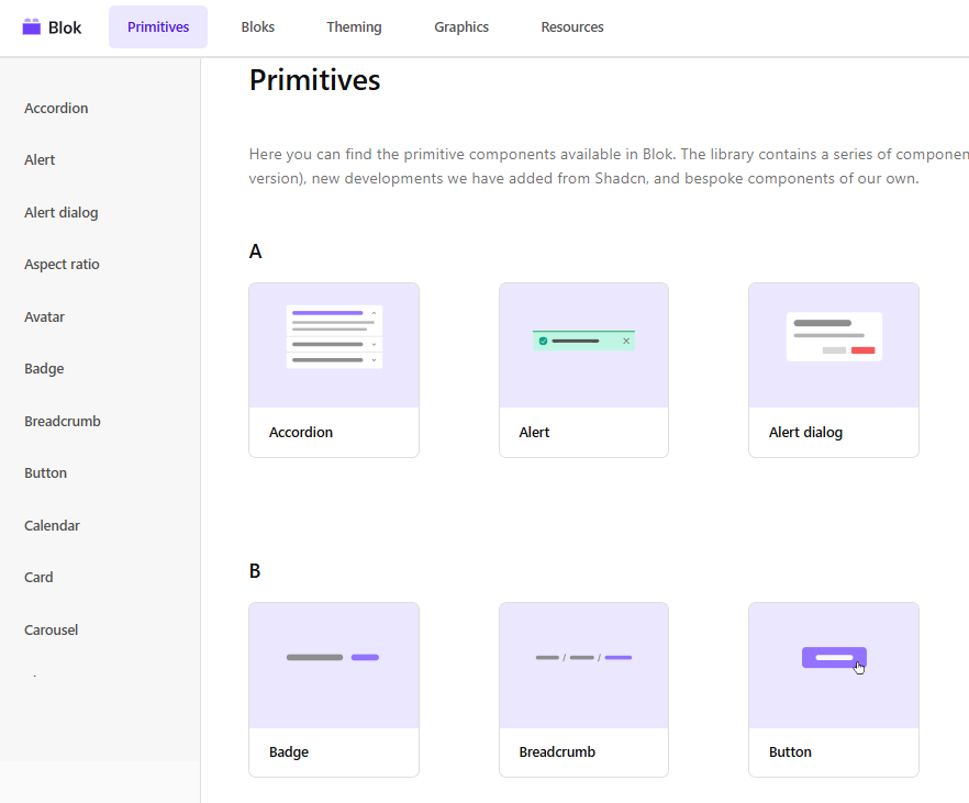 Sitecore Blok, Primitive tab screen