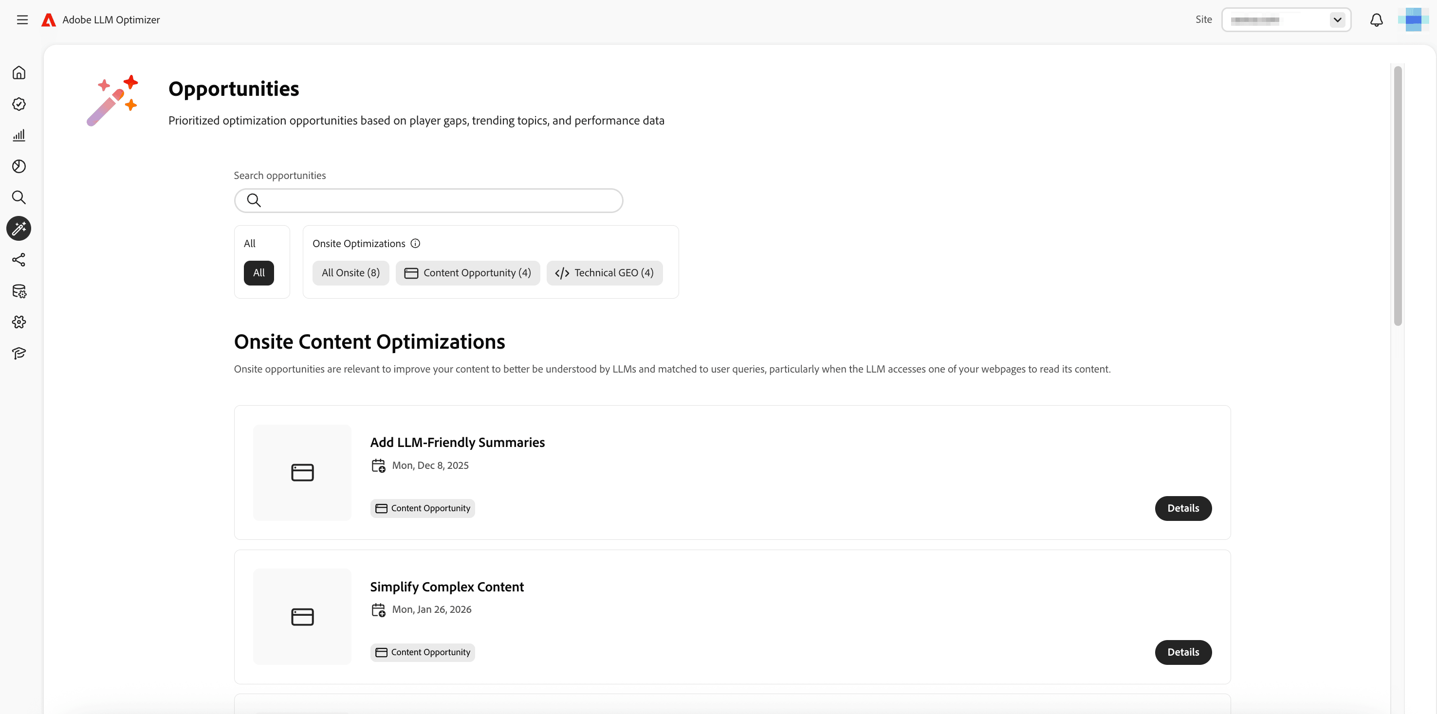 Opportunities Dashboard