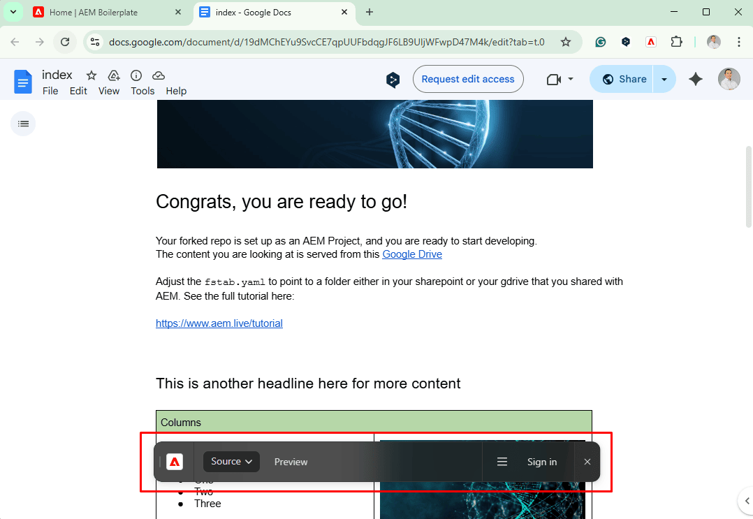 Sidekick browser extension giving authors a direct path to preview and publish