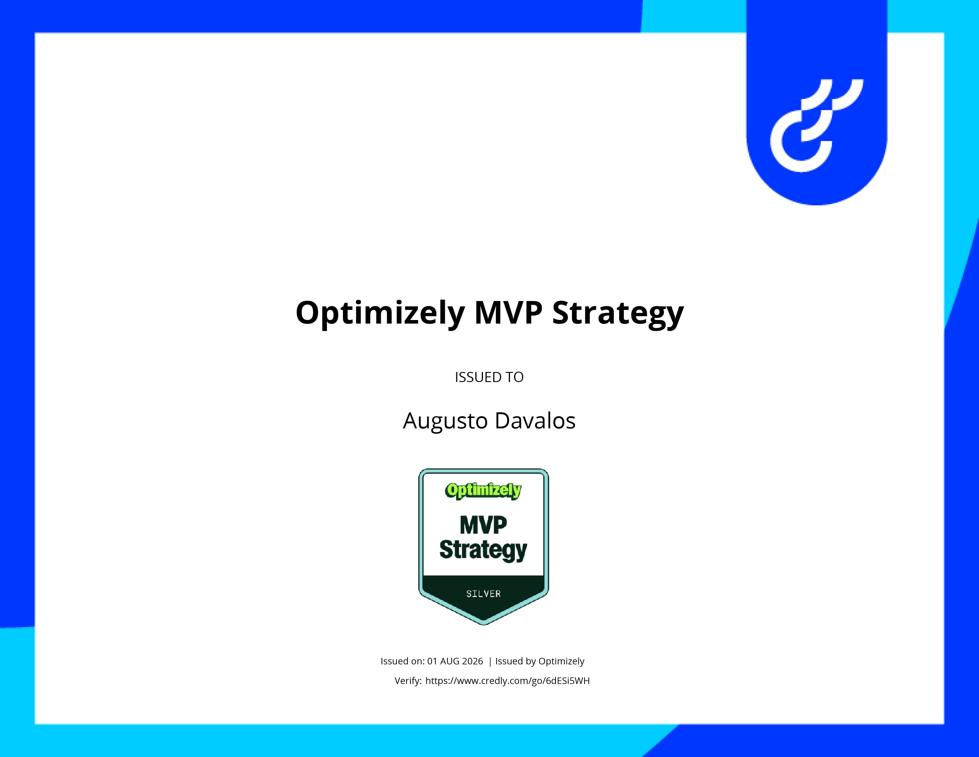 Augusto's Optimizely MVP Strategy Certificate