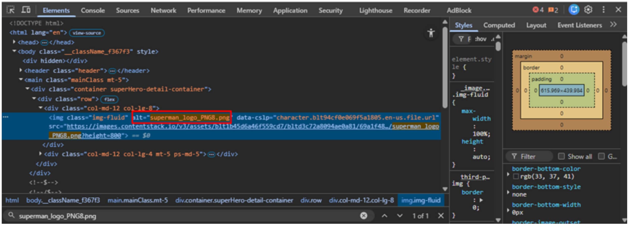 Asset alt tag in html
