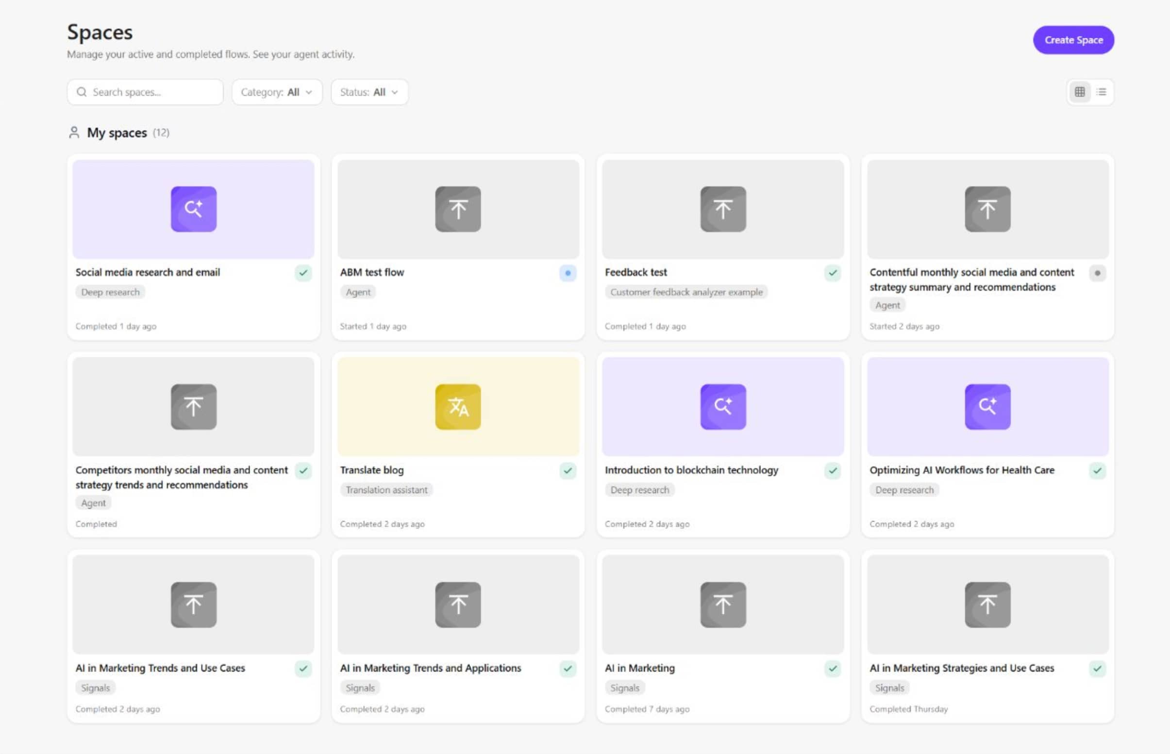 Sitecore's Spaces dashboard