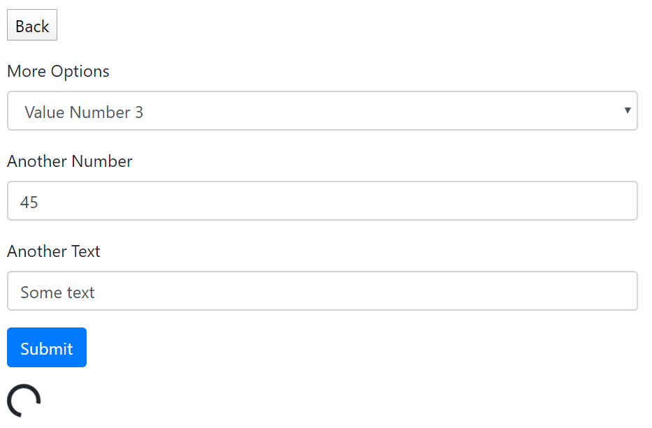 Page 2 of 2-page form with loading animation