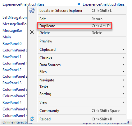 Sitecore Experience Analytics Item Options