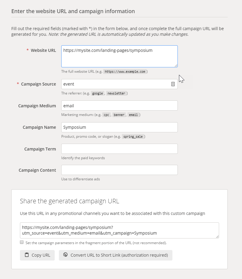 Google Analytics campaign URL builder