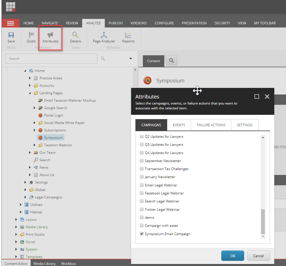 Landing page attributes Sitecore