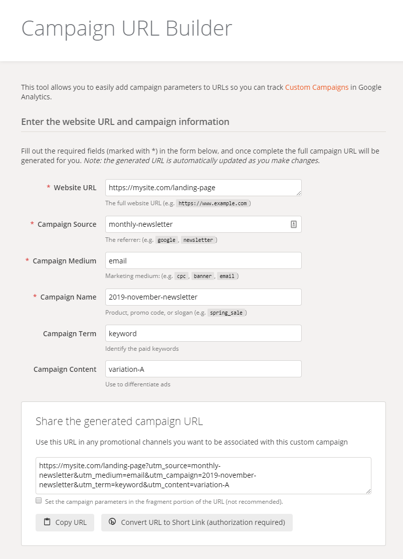Google Analytics Campaign URL Builder