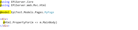 Page Partial View code snippet