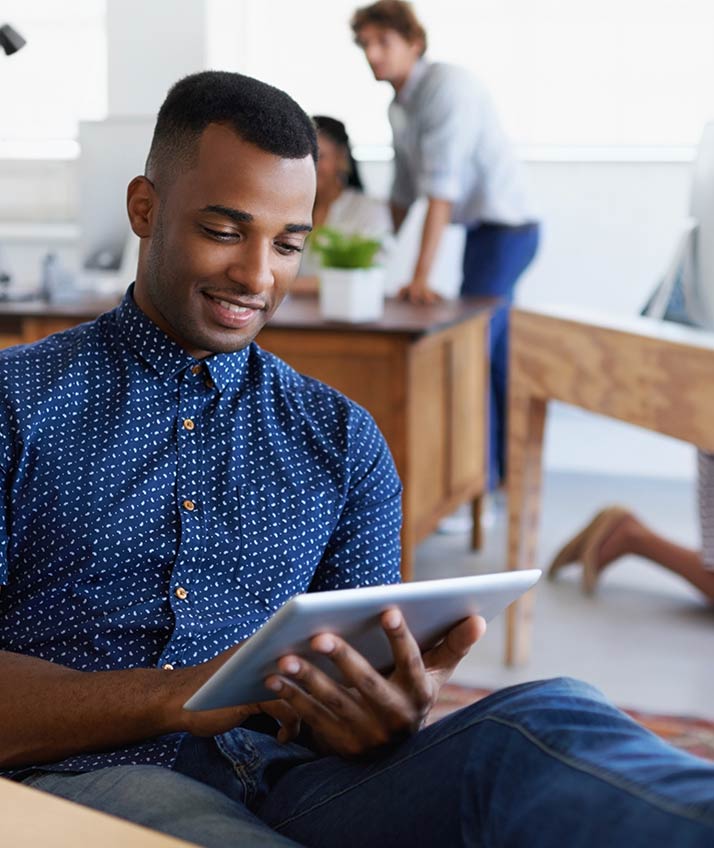 Relaxed man with automated testing