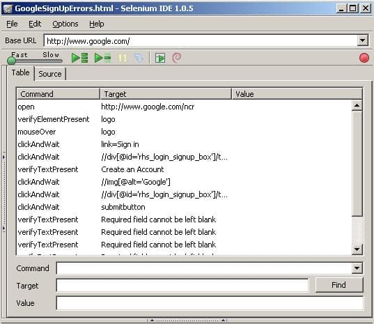 GoogleSignUpErrors screenshot