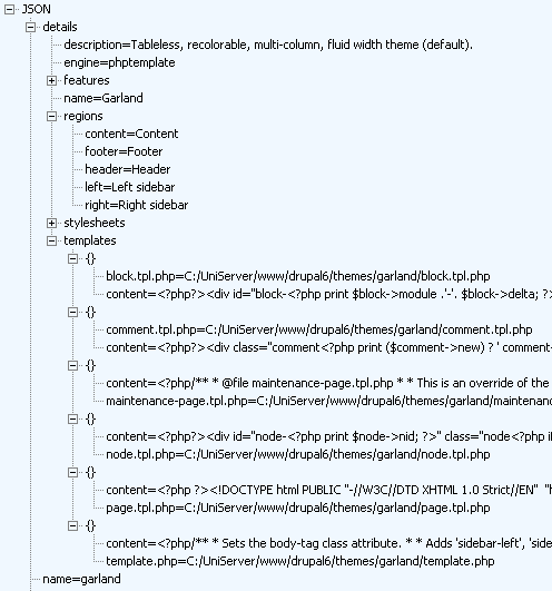 Garland template JSON